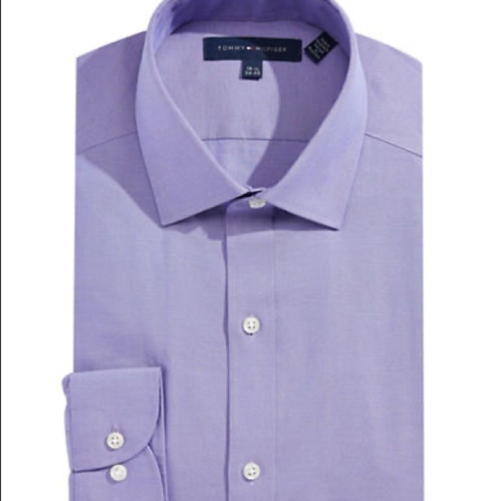 Tommy Hilfiger Solid Dress Shirt-PURPLE-15.5-34/35
